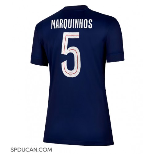 Zenski Nogometni Dres Paris Saint-Germain Marquinhos #5 Domaci 2025-26 Kratak Rukav Zenski Nogometni Dres Paris Saint-Germain Marquinhos #5 Domaci 2025-26 Kratak Rukav